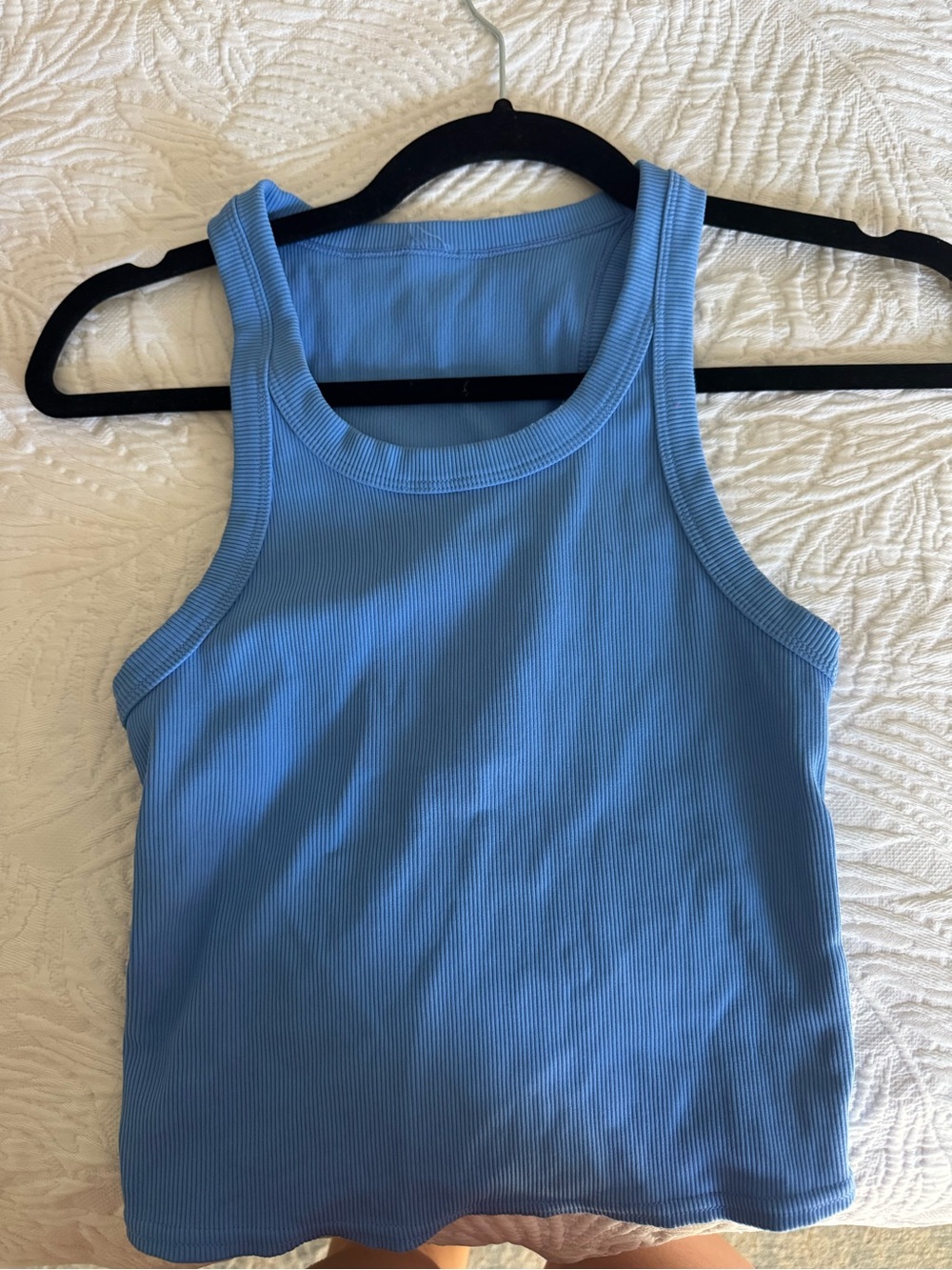 ALO Yoga Blue Ribbed Crop Tank Top